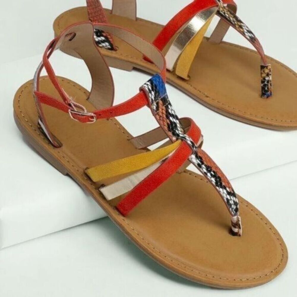 𝅺Lily Women’s Snakeprint Sandals sz 9 Orange NEW # bag R